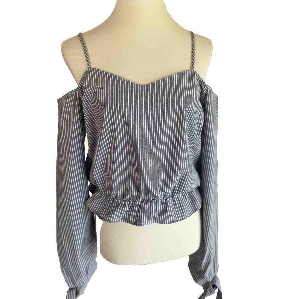 Nasty Gal Emory Park Cold Shoulder Top M Blue NWOT